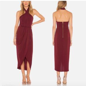 Burgundy Shona Joy Midi Dress Size 2